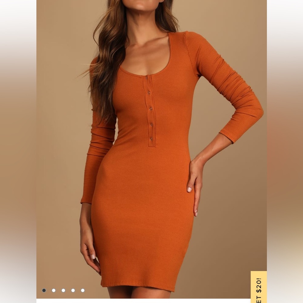 Orange body con dress! Bought for wedding planning but chose a different one.